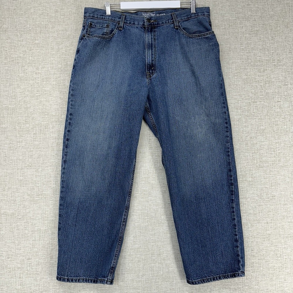 Signature by Levi Strauss Relaxed Jeans Men 40x30 (Actual 39X27.5) Blue Straight